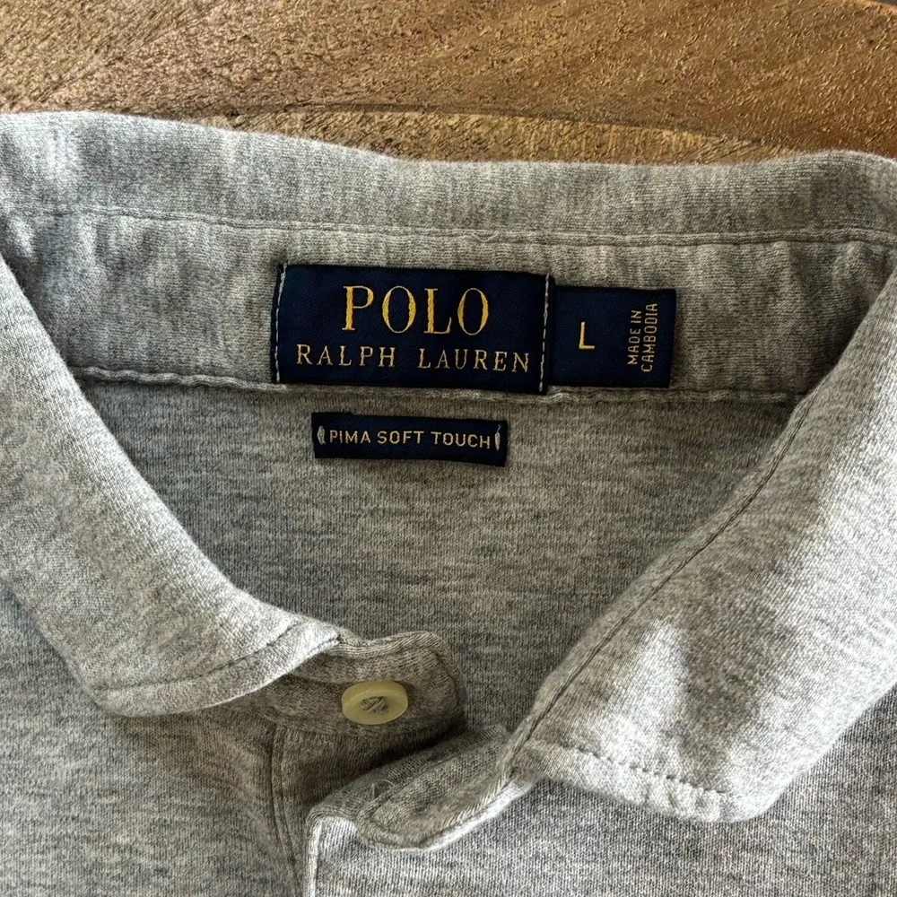 Polo Ralph Lauren Men's Gray Polo collar‎ short sleeve Large Pima Soft Touch